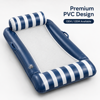 Bouée de piscine en maille pour adultes, chaise longue gonflable en PVC avec appui-tête et repose-pieds, design rayé, personnalisable OEM