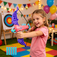 Ensemble de tir à l'arc pour enfants personnalisé en gros d'usine avec fléchettes souples et cible pour jeu intérieur et extérieur