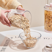 Boîte de rangement de céréales et de fruits de bureau JX, en plastique PET, scellée, en forme d'arc, transparente mate, minimaliste et moderne, 1-2 litres