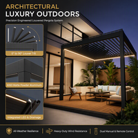 Pergola en aluminium à énergie solaire avec éclairage intelligent extérieur à lames orientables, résistante au vent, pour balcon et cour