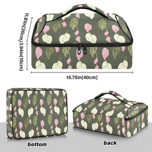 Hawaiian Custom Green Flower Aluminum Foil Insulated Thermal Cooler Bag Pizza Casserole Pans Carrier Cooler Bag on Delivery - Product Image 3
