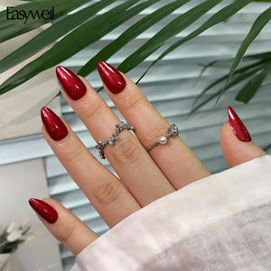 Easywell Meilleures ventes <span class=keywords><strong>Faux</strong></span> ongles à presser courts forme cercueil rouge pailleté, 30 pièces, en gel acrylique souple, effet œil <span class=keywords><strong>de</strong></span> chat <span class=keywords><strong>de</strong></span> luxe personnalisé, Vente en gros - Product Image 2