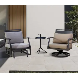 Foshan Darwin swivel outdoor chairs aluminum frame durable waterproof cushion new garden casual rocking chair set