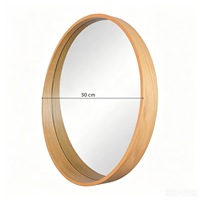 Miroir rond en bois, miroir de maquillage de table, miroir mural, miroir selfie pour chambre à coucher, miroir décoratif