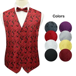 Listo para enviar Chalecos y chalecos para hombres y conjunto de pajarita Chaleco de traje de Paisley Chaleco de hombre formal para hombre