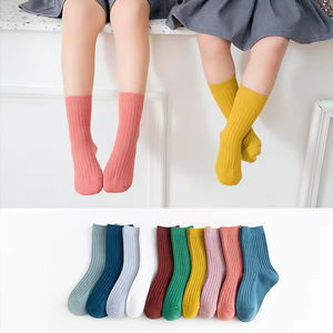 Милые 100% хлопковые носки для детей с двойной иглой, трикотажные летние однотонные носки с логотипом на заказ - Product Image 3