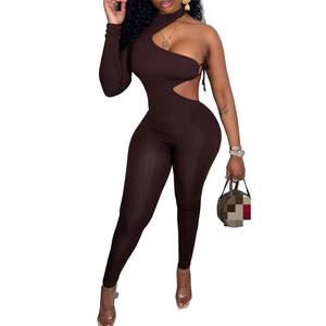 Combinaison asymétrique moulante et sexy à une seule manche pour femme – Tendance - Product Image 4