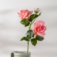 Lot de 3 têtes de roses artificielles Lyon, toucher réel, faites à la main, écologiques, pour arrangements floraux DIY, Fête des Mères, Pâques