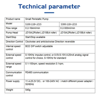 Pompe péristaltique basse pression Ditrontech S300-2B+JZ15 personnalisée avec moteur pas à pas DC 24V et contrôleur de dosage RS485, support OEM