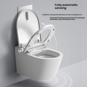Inodoro Inteligente con Instalación en el Suelo, Tanque <span class=keywords><strong>de</strong></span> Agua Oculto Integrado, <span class=keywords><strong>Tapa</strong></span> Abatible Automática, Cerámica, para <span class=keywords><strong>Baño</strong></span> - Product Image 2