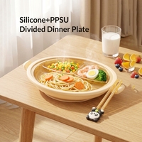 Assiette repas divisée en PPSU sans BPA avec ventouse en silicone anti-chute, personnalisable avec logo, pour bébés et enfants - Vente en gros