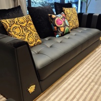 Choix de villas d'hôtels de luxe ensemble de meubles de salon en cuir véritable souple populaire quincaillerie extensible en cuivre forgé pour canapés