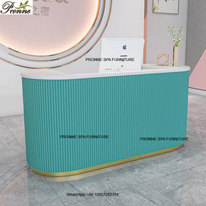 Escritorio de recepción <span class=keywords><strong>MESA</strong></span> mostrador rosa y dorado Precio de salón de <span class=keywords><strong>uñas</strong></span> spa lujo moderno - Product Image 4