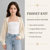 Cardigan Enfant Personnalisé avec LOGO, Tricoté au Crochet, Creux, Manches Longues, Col Rond, Couleur Unie, Décontracté, Hiver, Acrylique, Usine OEM & ODM