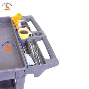 Carrito de Servicio Resistente de Plástico con Bandeja Profunda y Ruedas para Almacenamiento y Transporte de Herramientas de Limpieza en Almacenes - Product Image 5
