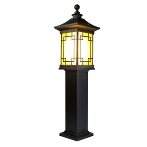 Outdoor Aluminum <b>Solar</b>-Powered Lawn <b>Light</b> LED 2700K Warm White CRI 90 IP65 Water-Resistant Garden Lamp <b>Post</b> Glass Shade Motion - Product Image 2