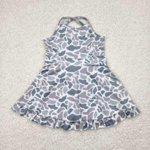 Vêtements de sport pour petites filles Robe de yoga décontractée sans manches Robe active à bretelles de camouflage de la vieille école avec short intégré - Product Image 2