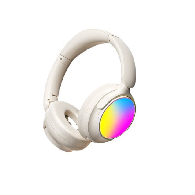 Wireless BT Headphone with RGB Light Foldable Over Ear Headphone 90° Rotatable HiFi Stereo with Deep Bass Audio for Laptop PC