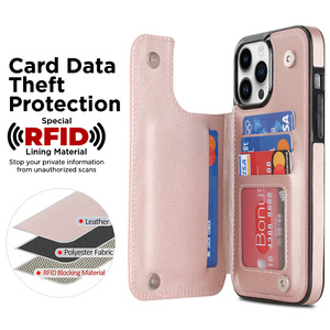 Vkoo custodia per telefono con carta posteriore in pelle per <span class=keywords><strong>iPhone</strong></span> 15 Pro Max 14 <span class=keywords><strong>13</strong></span> custodia per <span class=keywords><strong>portafoglio</strong></span> in pelle per Samsung S24 Ultra - Product Image 2