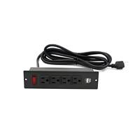Multiprise de bureau avec interrupteur et protection contre les surcharges, 4 prises US, 2 ports USB pour bureau, maison, bureau à domicile