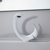 Nouveau design moderne et créatif, robinet de lavabo en laiton poli, réglable eau chaude/froide, à poser sur le comptoir, monotrou, type cascade