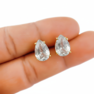 Arc-en-ciel Moonstone Prong Set Boucles d'oreilles en argent sterling 925 avec placage à l'or Boucles d'oreilles à la mode pour cadeau - Product Image 1