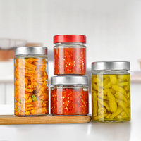 Pot en verre rond transparent pour miel et confiture de qualité alimentaire avec couvercles, disponible en 100 ml, 150 ml, 180 ml, 200 ml, 220 ml, 280 ml, 380 ml, 500 ml, 750 ml