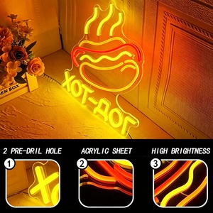 LED neon light hamburger hot dog <b>BBQ</b> shop sign hanging adjustable indicator light <b>indoor</b> outdoor ambient light customizable 5V - Product Image 2