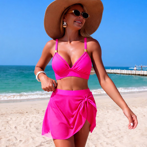 Traje de Baño de Dos Piezas para Mujer, Bikini de Cintura Alta con Tirantes Cruzados, en Negro, Verde Militar, Azul Rey, Rojo Rosa, Azul Pavo Real - Product Image 3