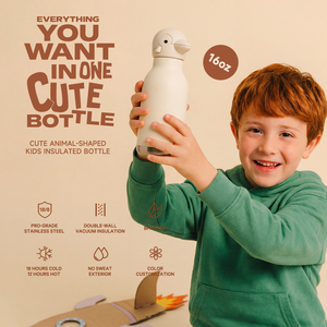 Botella de Agua Everich de 450 ml con Diseño de Cabeza de Animal, <span class=keywords><strong>Termo</strong></span> Aislado al Vacío para Niños, Taza Térmica, Contenedor de Bebidas Libre de BPA - Product Image 3