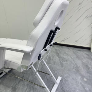 Mesa de masaje portátil plegable multifuncional de cuero blanco del fabricante, silla de tatuaje de pierna extendida para uso en estudio y gimnasio - Product Image 4