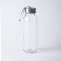 500ml Almacenamiento Bebida Batido 18oz Jarra de vidrio con manga y tapa de acero inoxidable Botella de agua de soda