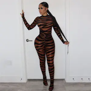 Fall 2022 Europe and the United States new sexy lady stripe printed  Christmas carnival performance jumpsuits suit