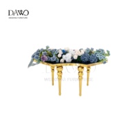 Table d'appoint moderne noire en forme d'éventail avec pieds en boule dorée pour mariage