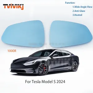 TVYVIKJ Rétroviseur latéral véritable 1000R 1 paire avec lentille en verre bleu pour <span class=keywords><strong>Tesla</strong></span> Model <span class=keywords><strong>S</strong></span> 2024, vue grand angle, anti-éblouissement - Product Image 2