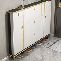 Meuble à chaussures d'entrée sur mesure de style européen, panneaux en mélamine imitation bois, quincaillerie personnalisée, armoire à chaussures pour couloir domestique