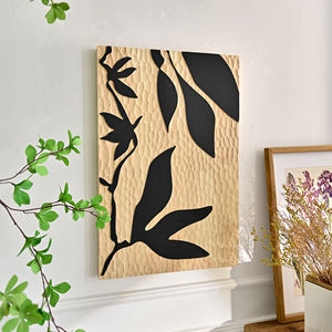 Décoration murale en bois sculpté rectangulaire rustique avec motif floral pour la maison, idéale pour le salon - Product Image 4