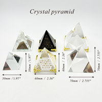 Hitop Quarz-Kristallglas-Pyramide Briefbeschwerer mit Metallständer Ägyptische Meditations-Pyramide Lasergraviert für Weihnachtsdekoration Maskottchen
