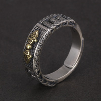 Authentique roue de prière en argent Sterling 925, bagues bouddhistes Pixiu Vajra, pilon swstika pour hommes et femmes, bijoux rétro rotatifs