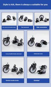 Kapasitas Beban Kuat Kinerja Handal Presisi Tinggi Roda Caster Plastik PP 2-Inci dengan Poros Kayu/Aluminium - Hitam - Product Image 2