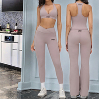 Ensemble de sport 6 pièces 2026 pour yoga et fitness, séchage rapide, respirant, avec soutien-gorge de yoga dos nu, leggings taille haute et logo imprimé sans couture sur le devant
