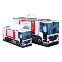 Boîte à mouchoirs en carton ondulé recyclé imperméable avec design imprimé personnalisé sur le thème automobile pour l'emballage intérieur de voiture