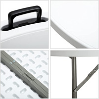Table ronde pliante en plastique blanc durable, populaire pour les hôtels et les restaurants en plein air, meubles de banquet moulés par soufflage
