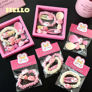 Set de Accesorios para el Cabello con Diseño de Cerdo de Peluche, Pinzas para Flequillo, Pinzas Laterales, Coleteros, Sujetadores de Cola de Caballo y Pinzas BB para Mujer - Product Image 3