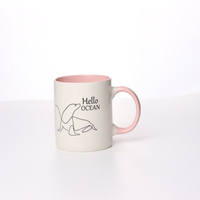 Tasses à café modernes personnalisées au meilleur prix avec couleur violette et motif morse/tortue de mer/pinguins/sceau