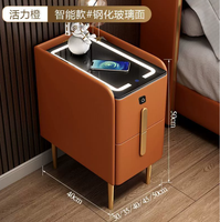 Mini table de chevet moderne intelligente Chargement sans fil Table de chevet multifonctionnelle de luxe Petit rangement étroit pour éclairage latéral de chambre à coucher
