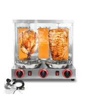 Nouvelle machine à shawarma et kebab en acier inoxydable pour usage commercial, 3 chauffages, 2 rouleaux, GPL, BBQ, hôtel, restaurant, COOKAID