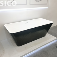 Baignoire autoportante carrée en acrylique avec hydromassage et jets d'air, certifiée CE, pour spa intérieur mural