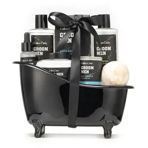 Men's Kit Wholesale shower gel body scrub works bath spa self care gift set luxury bath supplies charcoal scent private label