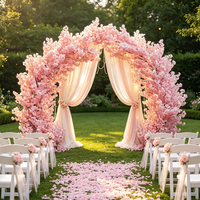 FT001 Nuevo Arco de Flores de Cerezo Artificiales de Seda Rosa de 3 Metros de Altura, 2 Piezas, para Decoración de Entrada de Ceremonias de Boda